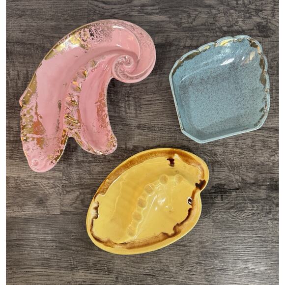 Lot Of (3) Vintage MCM Ceramic Ashtrays Lane & Co. California Pottery Atomic - Picture 16 of 16